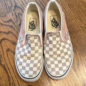 Vans Checkered Slip-On Sneakers - Pink and White